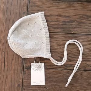 Jamie Kay NWT grey pointelle bonnet 6-12 months